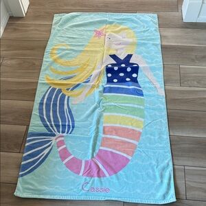 Pottery Barn kids Personalized(cassie)Mermaid Beach Towel - Pastel Rainbow